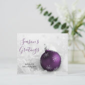 Budget Paarse Ornament Company Holiday Card (Staand voorkant)