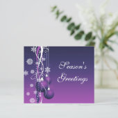 Budget Paarse Ornaments Business Holiday Card (Staand voorkant)