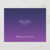 Budget Paarse Ornaments Business Holiday Card (Achterkant)
