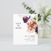 Budget Paarse & perzik bloemen sparen de datum Kaa (Staand voorkant)