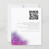 Budget Paarse PInk Sparkle QR Code Wedding Uitnodi (Achterkant)