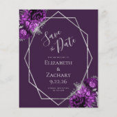Budget Paarse Plum Silver Floral Wedding (Voorkant)
