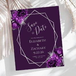 Budget Paarse Plum Silver Floral Wedding