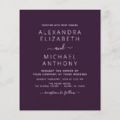 Budget Paarse Plum Wedding Invitation Flyer (Voorkant)