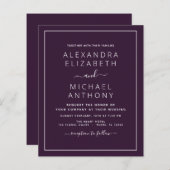 Budget Paarse Plum Wedding Modern Typografie (Voorkant / Achterkant)
