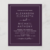 Budget Paarse Plum Wedding Modern Typografie (Voorkant)