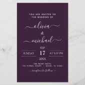 Budget Paarse Plum Wedding Modern Typografie (Voorkant)