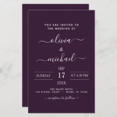 Budget Paarse Plum Wedding Modern Typografie (Voorkant / Achterkant)