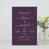 Budget Paarse Plum Wedding Modern Typografie (Staand voorkant)