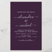 Budget Paarse Plum Wedding Modern Typografie (Voorkant)