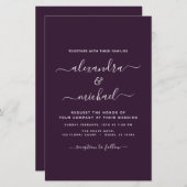 Budget Paarse Plum Wedding Modern Typografie (Voorkant / Achterkant)