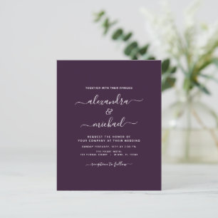 Budget Paarse Plum Wedding Modern Typografie