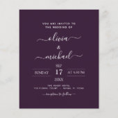 Budget Paarse Plum Wedding Modern Typografie Flyer (Voorkant)