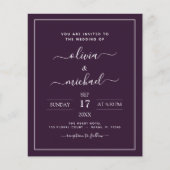 Budget Paarse Plum Wedding Modern Typography Flyer (Voorkant)