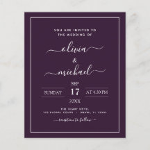 Budget Paarse Plum Wedding Modern Typography Flyer