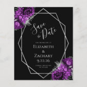 Budget Paarse Plum Zilver Bloemen Zwart Trouwen (Voorkant)