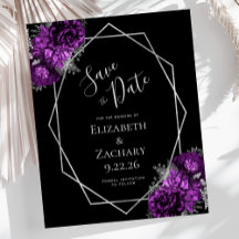 Budget Paarse Plum Zilver Bloemen Zwart Trouwen