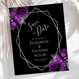 Budget Paarse Plum Zilver Bloemen Zwart Trouwen