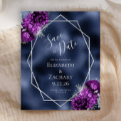 Budget Paarse Plum Zilveren Bloemen Navy Folie bru