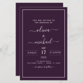 Budget Paarse Pruim Trouw Moderne Typografie (Voorkant / Achterkant)