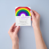 Budget Paarse Regenboogdag Partij Uitnodiging Fl Flyer (Hand)