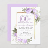 Budget Paarse Roos 100ste Verjaardag Surprise Part (Voorkant / Achterkant)