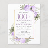 Budget Paarse Roos 100ste Verjaardag Surprise Part (Voorkant)