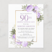 Budget Paarse Roos 90ste Verjaardag Verrassingsfee (Voorkant)