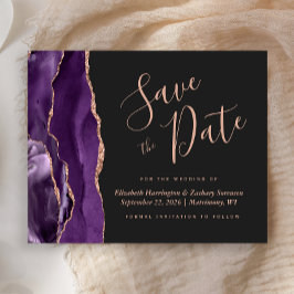 Budget Paarse Roos Gold Agate Dark Save the Date