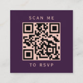 Budget Paarse Roos Goud Trouwen QR Code RSVP Informatiekaartje (Achterkant)