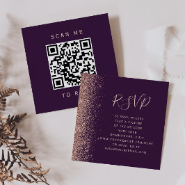 Budget Paarse Roos Goud Trouwen QR Code RSVP Informatiekaartje