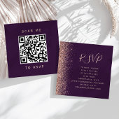 Budget Paarse Roos Goud Trouwen QR Code RSVP Informatiekaartje