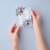 BUDGET Paarse Roze Blauwe Bloemige Trouw Uitnodigi Flyer (Hand)