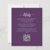 Budget Paarse Sering Zilveren Bloemen QR Code Brui (Achterkant)