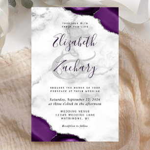 Budget Paarse Silver Agate Marble Corners Wedding