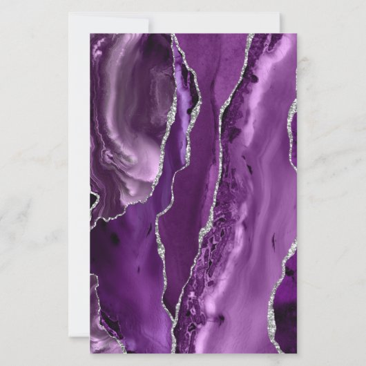 Budget Paarse Silver Agate Marble Corners Wedding (Achterkant)