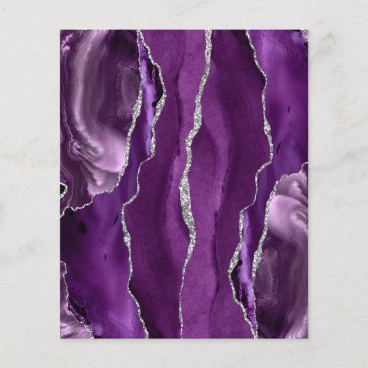 Budget Paarse Silver Agate Plum Wedding Menu (Achterkant)