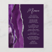 Budget Paarse Silver Agate Plum Wedding Menu (Voorkant)