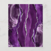 Budget Paarse Silver Agate Script Wedding Menu (Achterkant)