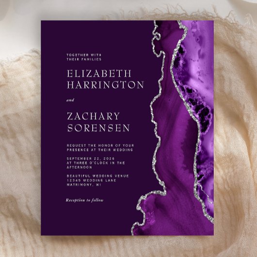 Budget Paarse Silver Agate Wedding