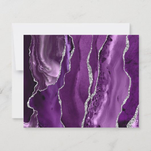 Budget Paarse Silver Agate Wedding sparen de Datum (Achterkant)