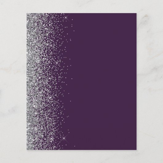 Budget Paarse Silver Calligraphy Wedding Invite (Achterkant)