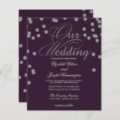 Budget Paarse Silver Confetti Wedding (Voorkant / Achterkant)