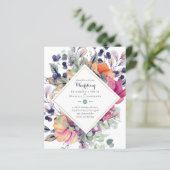 BUDGET Paarse Sinaasappel Bloemige Trouw Uitnodigi (Staand voorkant)