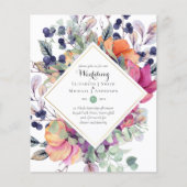 BUDGET Paarse Sinaasappel Bloemige Trouw Uitnodigi (Voorkant)