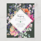 BUDGET Paarse Sinaasappel Bloemige Trouw Uitnodigi (Voorkant)