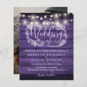 Budget Paarse String Licht Foto Bruiloft Uitnodige (Voorkant / Achterkant)