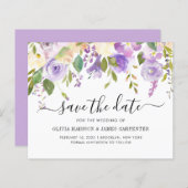 Budget Paarse Violet Floral Bespaar de datum (Voorkant / Achterkant)
