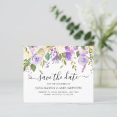 Budget Paarse Violet Floral Bespaar de datum (Staand voorkant)