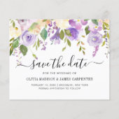 Budget Paarse Violet Floral Bespaar de datum (Voorkant)